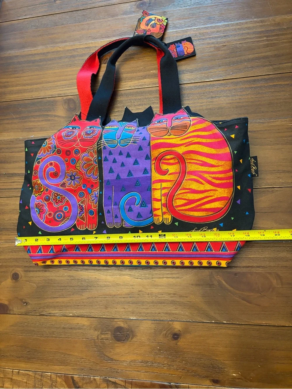 Laurel Burch Feline Friends Large Cut-Out Cats Canvas Tote Bag NWT